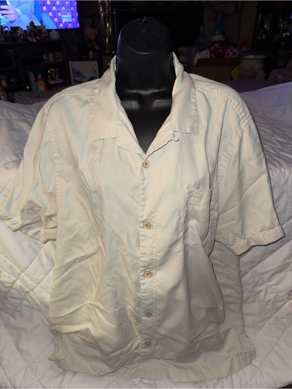 Tommy Bahama Silk Blend Short Sleeve Island Zone Button Up Shirt